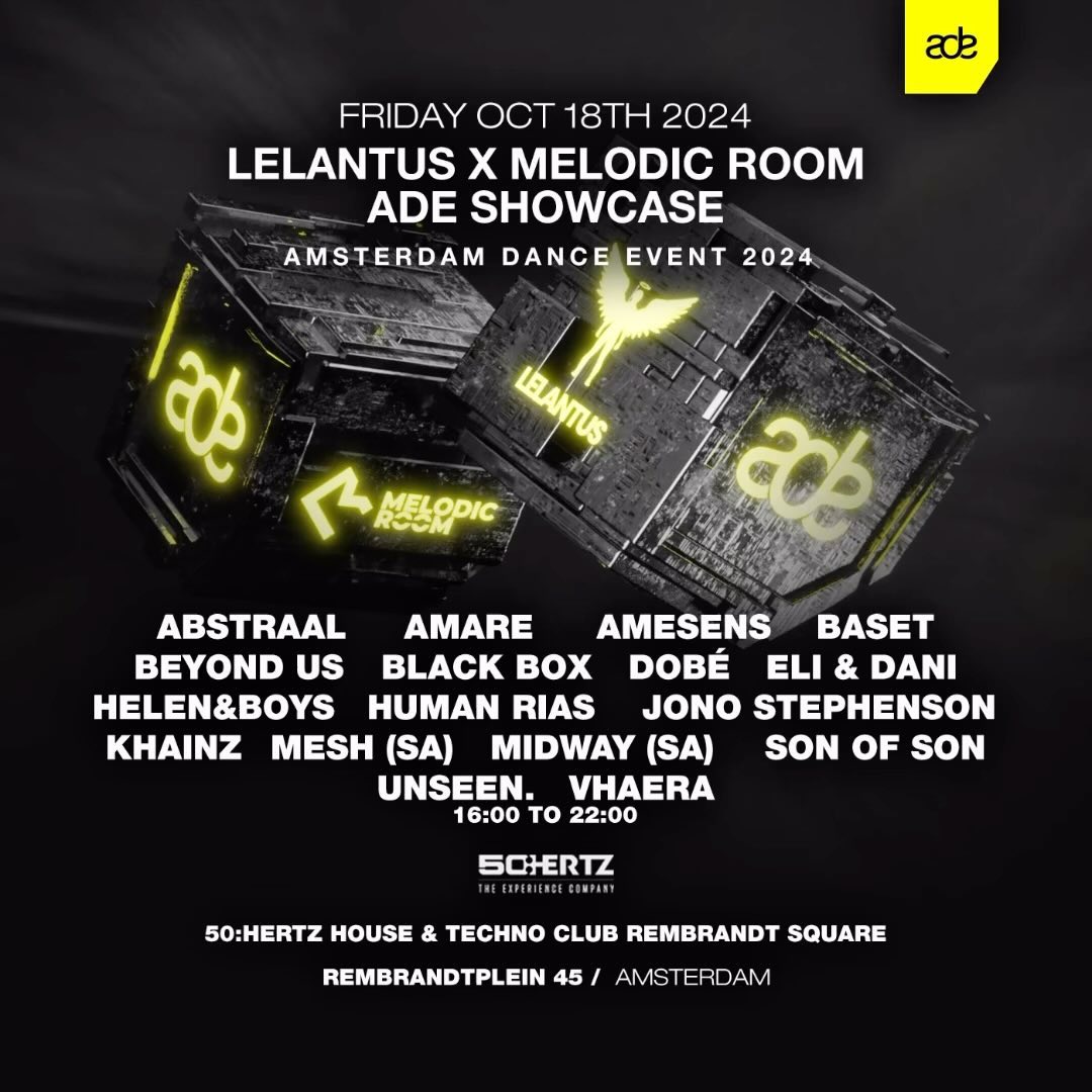 ADE 2024 — Lelantus × Melodic Room showcase poster